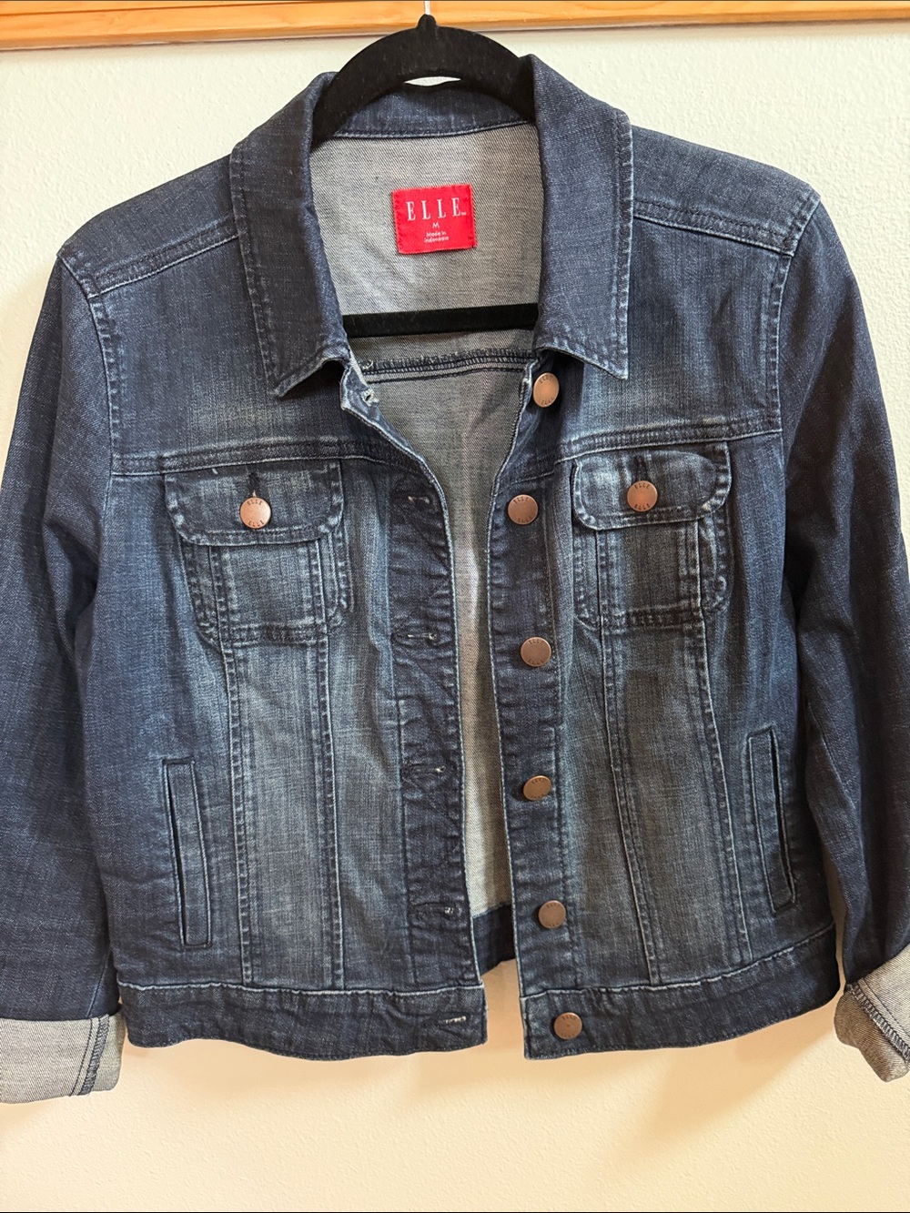 Elle Indigo Jean Jacket with Copper-Tone Buttons